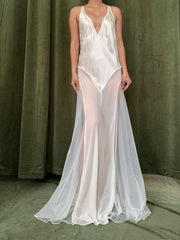 00 Silk Bias Gown with Sheer Panels - S