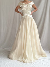 1940s Satin and Net Chiffon Dress - S