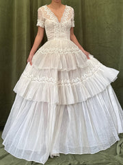 1950s Organdy Tiered Dress - XS