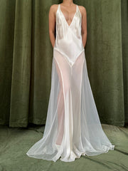 00 Silk Bias Gown with Sheer Panels - S