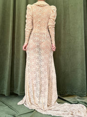 1930s Ecru Long Sleeve Gown - XS