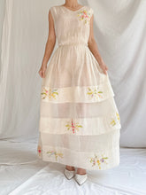 1930s Embroidered Organdy Dress - M