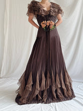 1930s Silk Chiffon and Organza Gown - S