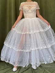 1950s Tea-Length Tulle Dress - XS