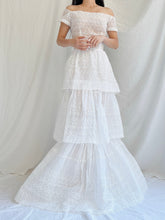 1940s Organdy Embroidered Gown - XS
