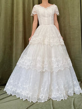 1950s Tiered Embroidered Gown - XS