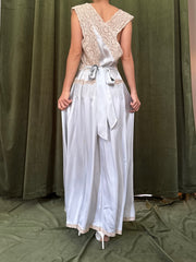 1930s Blue Silk Slip Dress - M