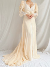 1930s Silk Chiffon Puff Sleeve Dressing Gown - S
