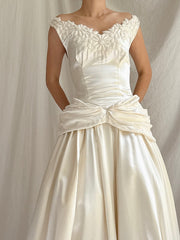 1940s Satin Ruche Dress - S