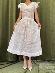 1950s Organdy Cutout Dress - XXS