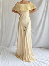 1930s Silk Butter Yellow Bias Cut Dress - M