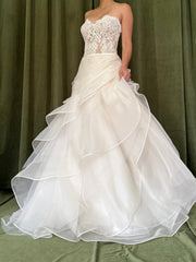 00 Reem Acra Silk Organza Gown w/Lace Bodice - M/8