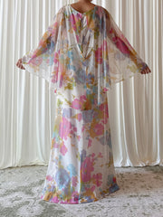1960s Floral Tricot Dress - Size 34