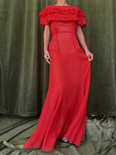 1930s Silk Chiffon Poppy Dress - S