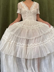 1950s Organdy Tiered Dress - XS