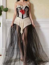 1950s Black Sheer Tulle Dress - S