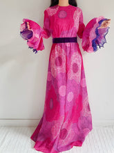 1960s Chiffon Floral Maxi Dress - M