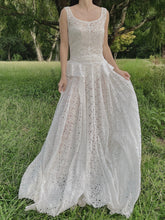 1930s Ivory Organdy Embroidered Cutout Gown - S