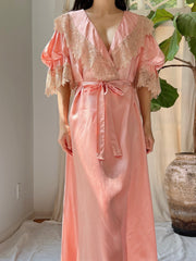 1930s Satin Puff Sleeve Dressing Gown - S
