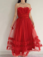 1950s Red Tulle Dress - XS