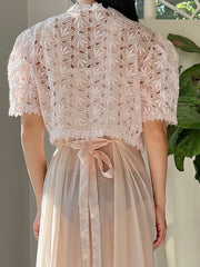 1930s Light Pink Organdy Cutout Bolero - S