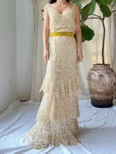1930s Sequins Lace Gown - S