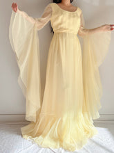 1960s Angel Sleeves Chiffon Gown - S