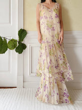 1930s Silk Floral Dress - M