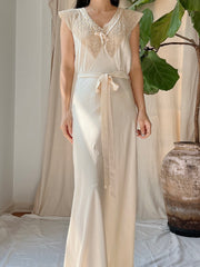1930s Silk Charmeuse Slip Dress - S