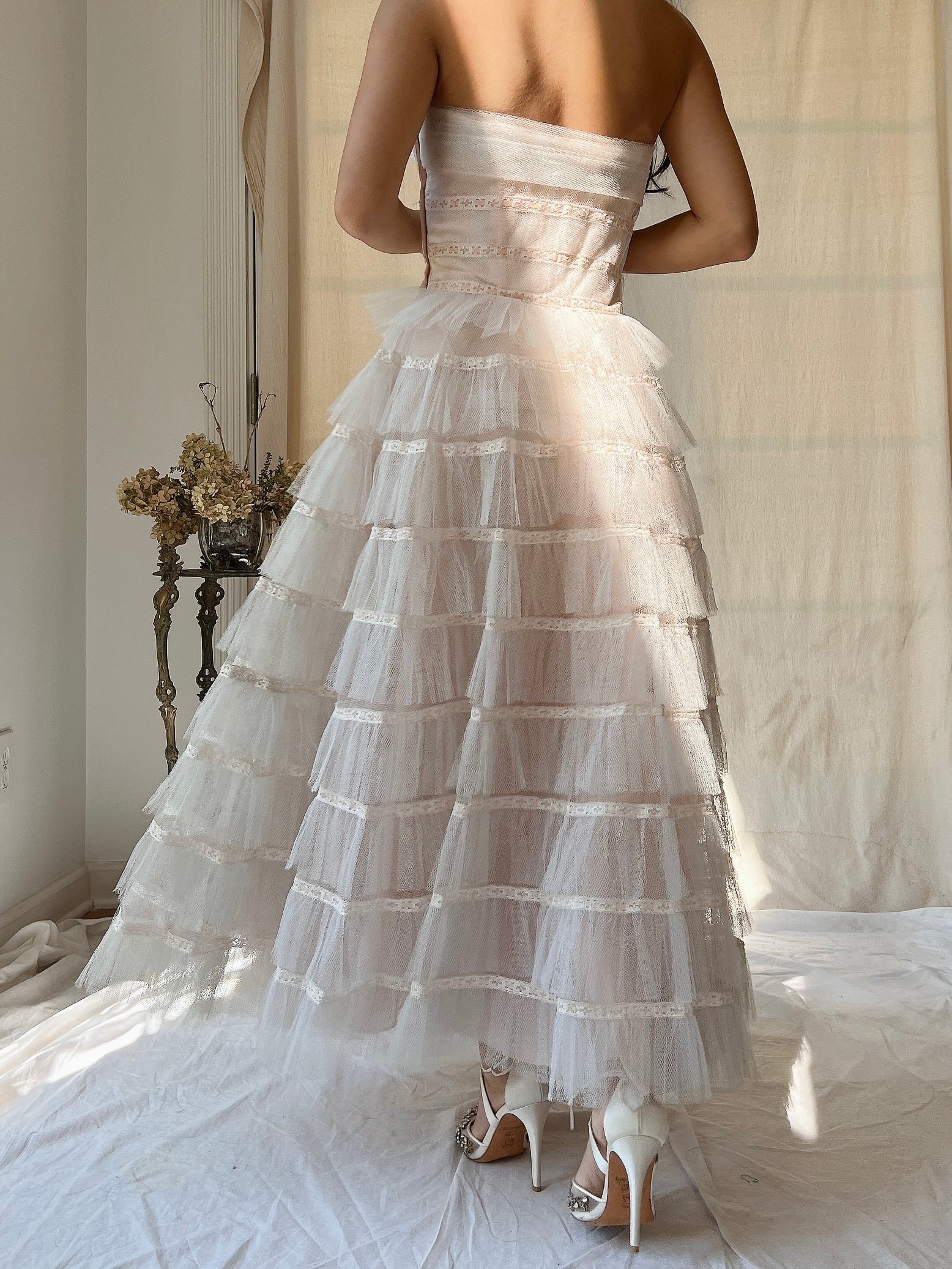 1950s Tulle Blush Dress - XS/S