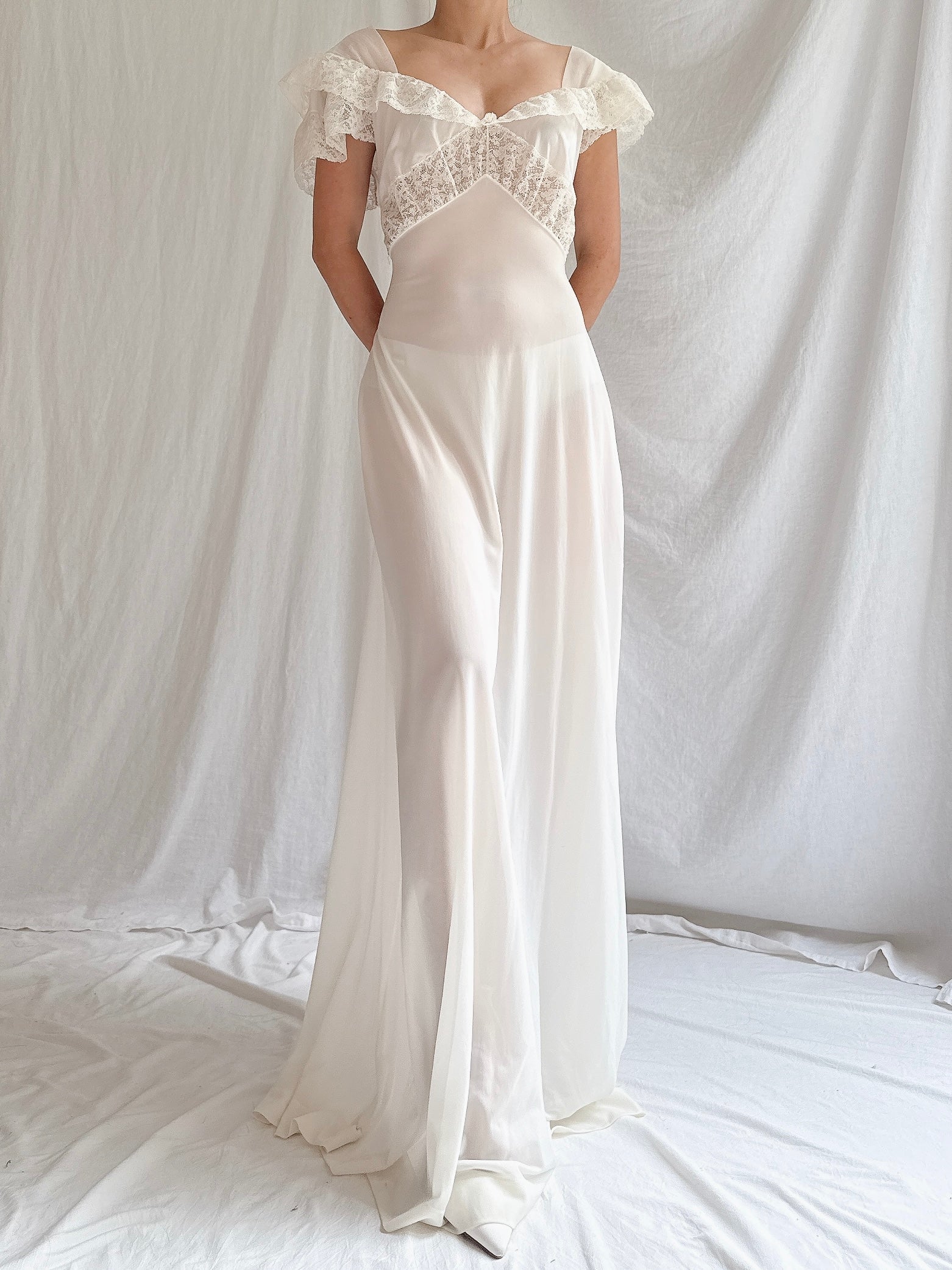 1950s Nylon Sheer Slip Dress - S/M