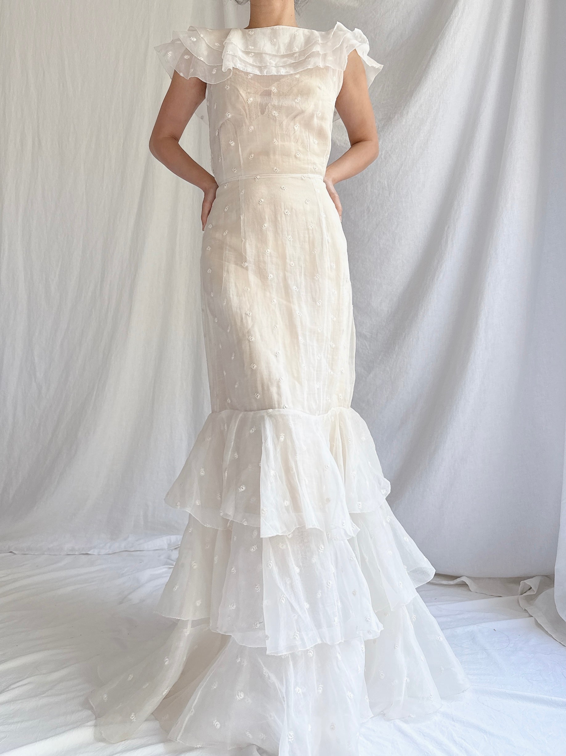 1930s Organza Embroidered Gown - XS/S