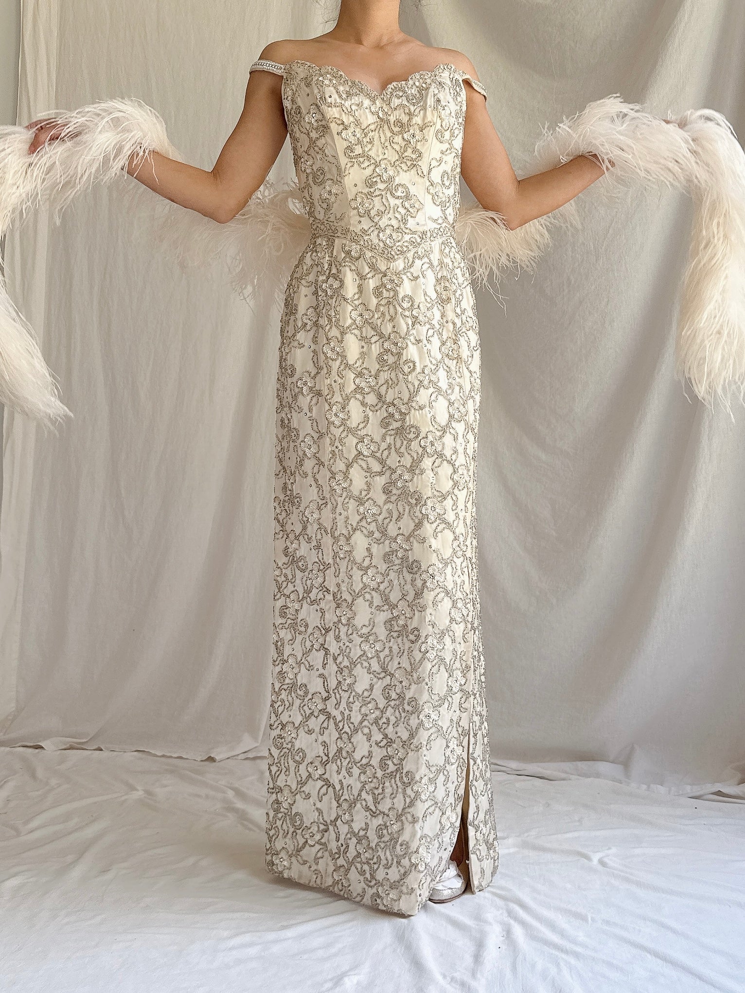1960s Hand Beaded Gown - XS