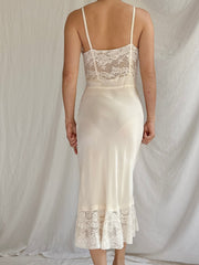 1930s Ivory Satin Slip - XS