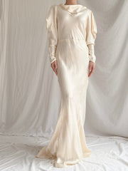 1930s Satin Puff Sleeve Gown - S