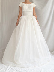 1950s Organdy and Lace Gown - XS