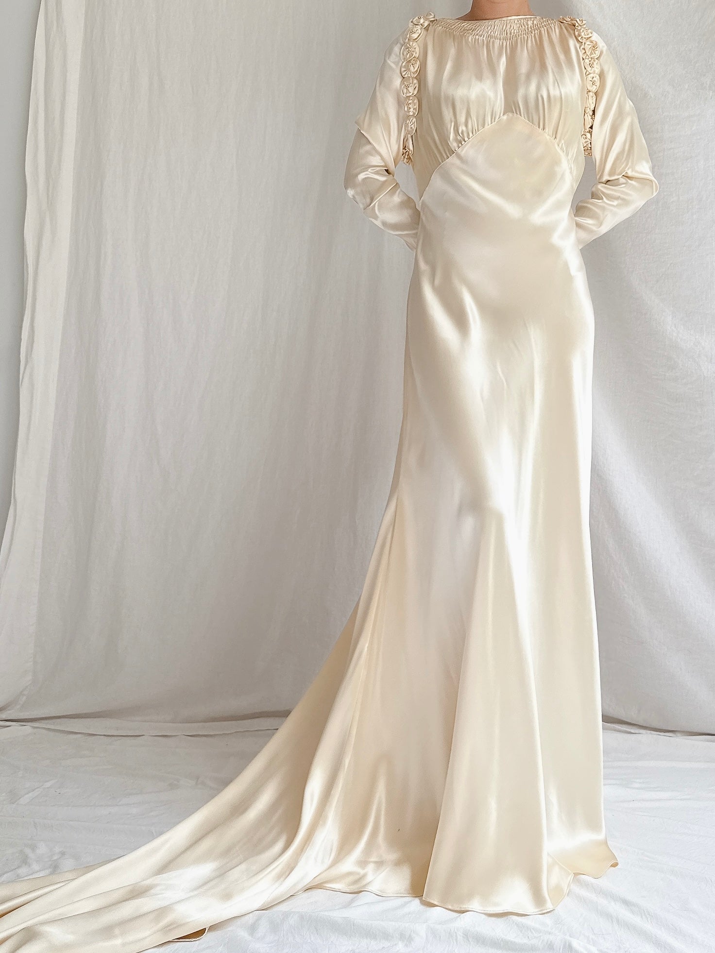 1930s Candlelight Satin Gown - S