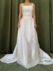 1950s Silk Organza Embroidered 2-Piece Set - XS