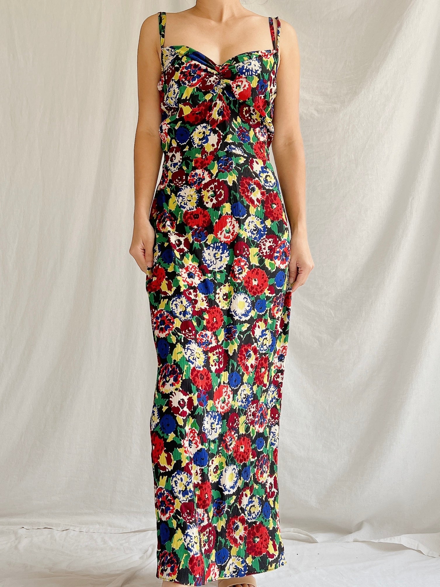 1930s Silk Floral Dress - S