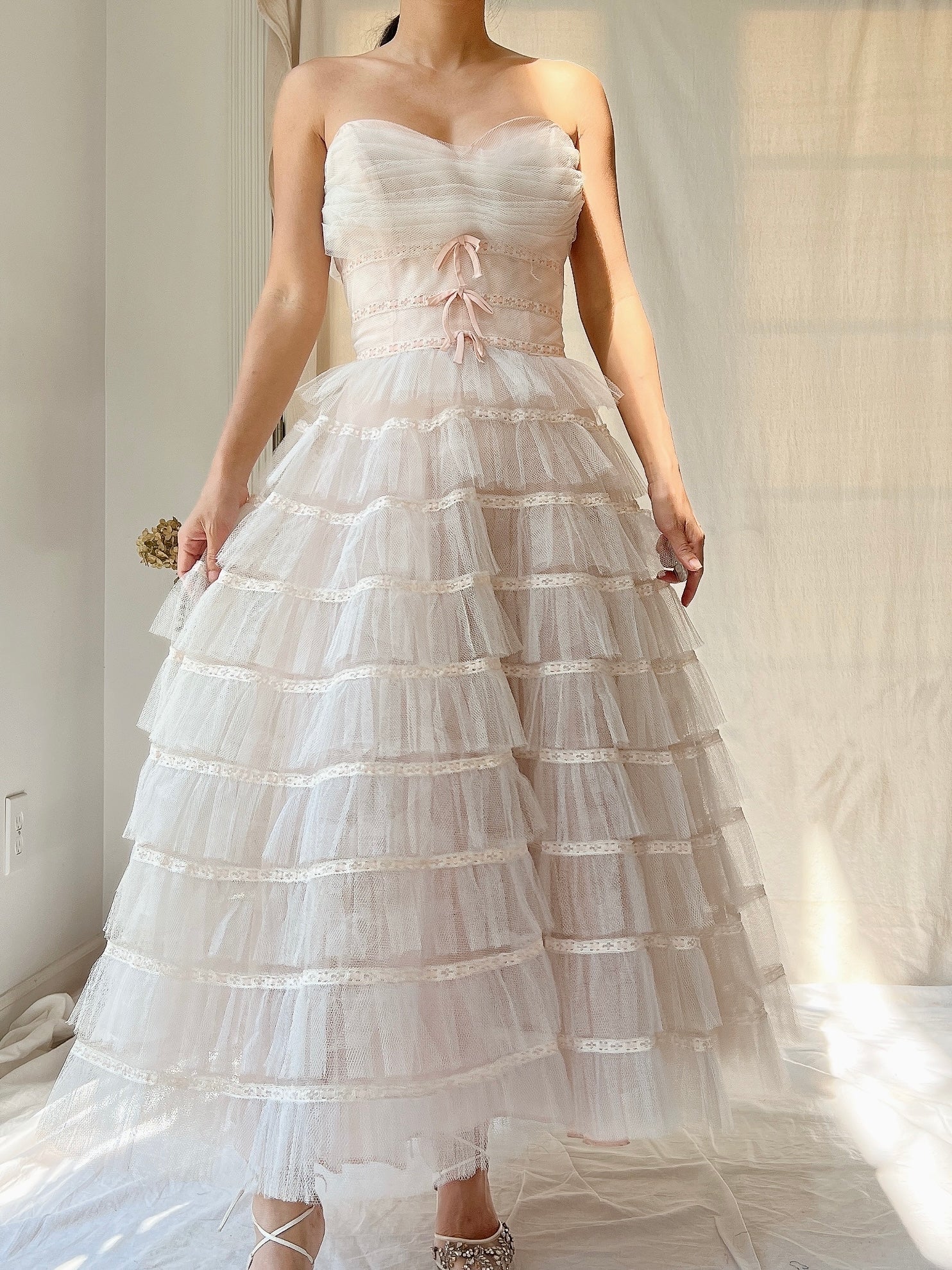 1950s Tulle Blush Dress - XS/S