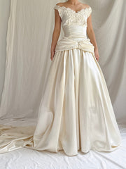 1940s Satin Ruche Dress - S
