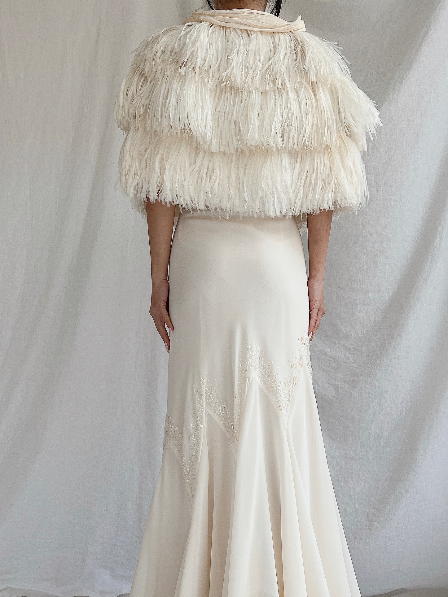 1930s Rayon and Feather Capelet - OSFM