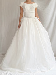 1950s Organdy and Lace Gown - XS