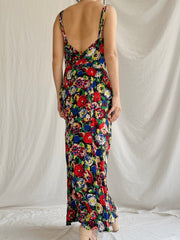1930s Silk Floral Dress - S