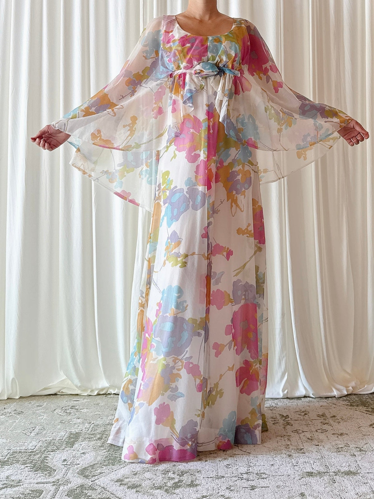 1960s Floral Tricot Dress - Size 34
