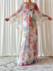 1960s Floral Tricot Dress - Size 34