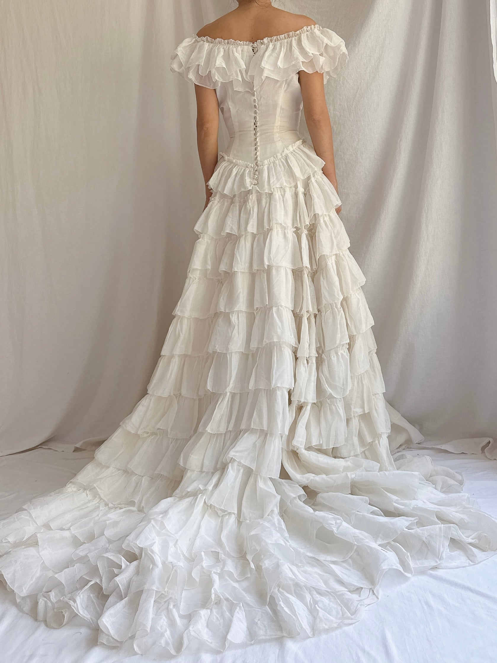 1950s Organdy Tiered Dress - XS