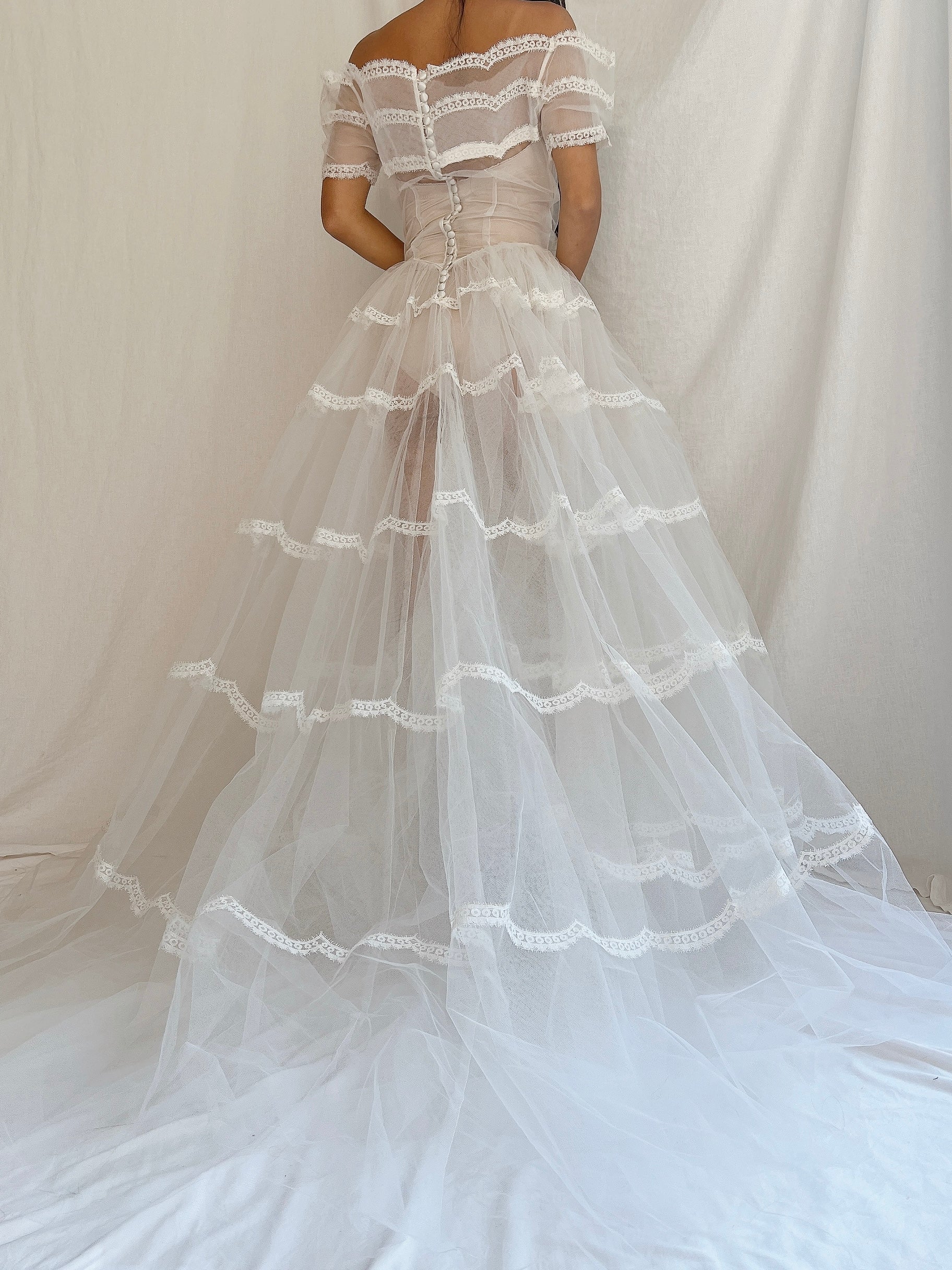 1950s Sheer Tulle Dress - S