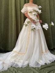 1950s Net Organza Puff Sleeve Gown - XS