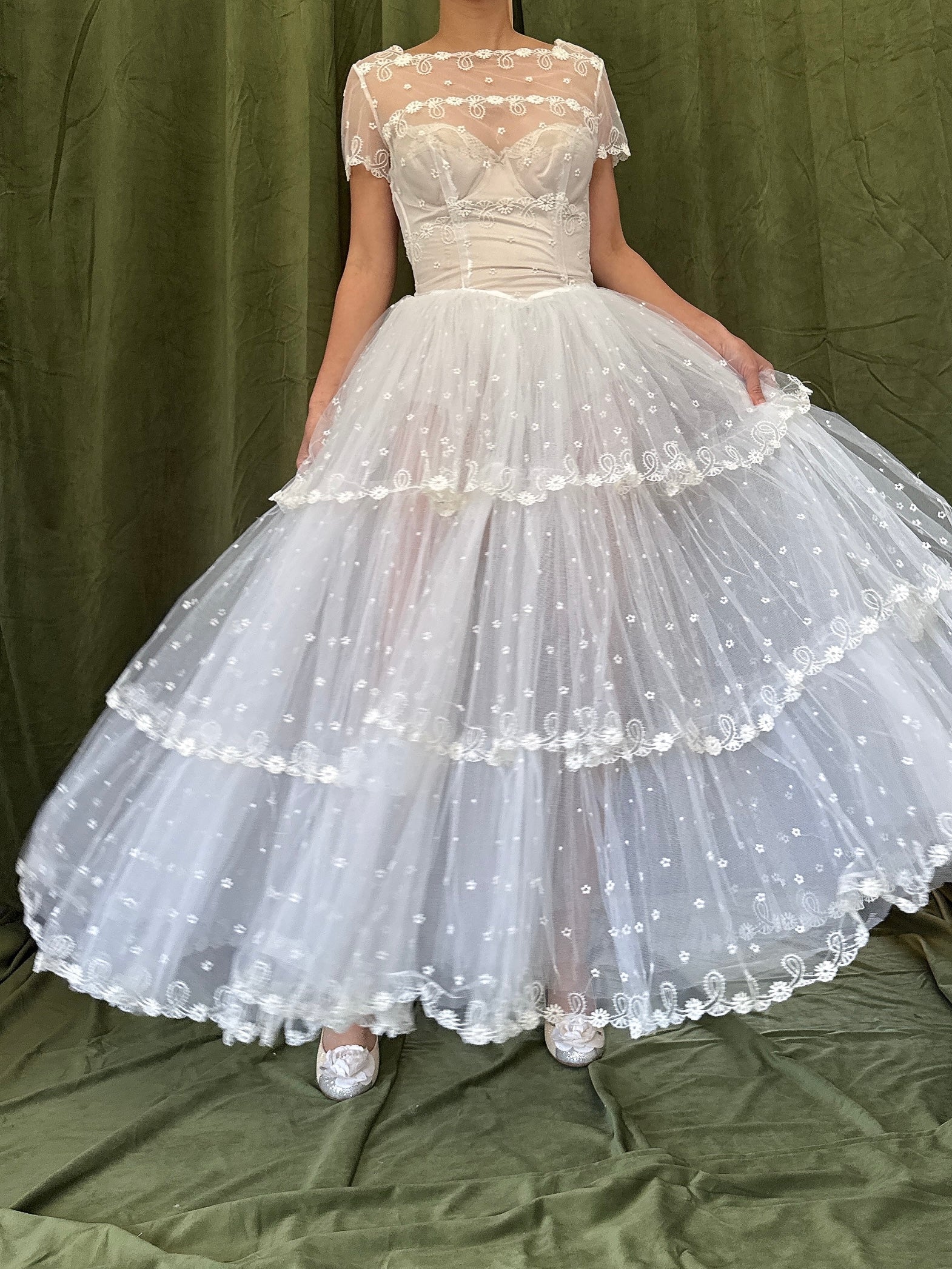 1950s Tea-Length Tulle Dress - XS